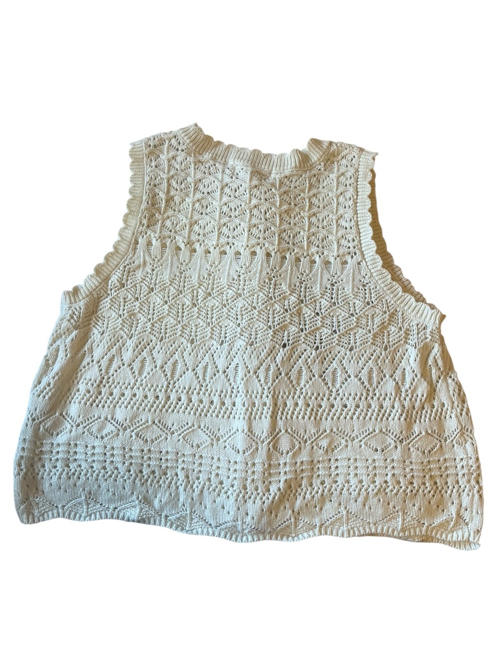 Hazel Moon Cream Crochet Knit Button-Up Vest. Like New! - Picture 3 of 5